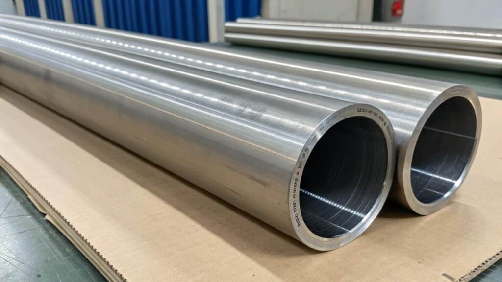 A price tag symbol overlaid on a stack of 7075 aluminum forged blanks.